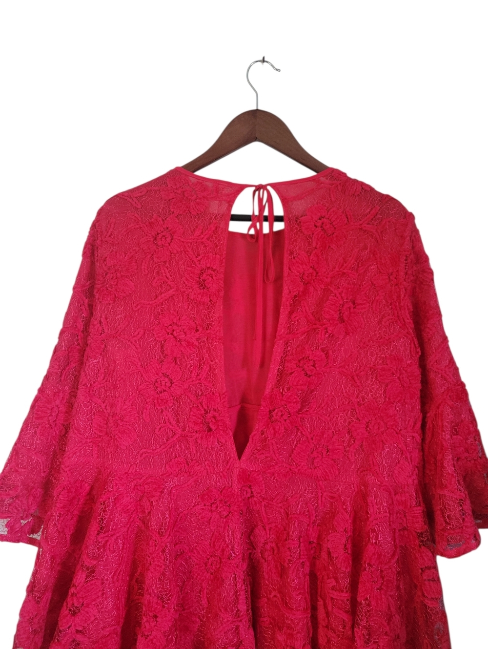 ​Free People Le Fleur Red Lace Babydoll Swing Mini Dress Festival Romatic Medium - Picture 9 of 12